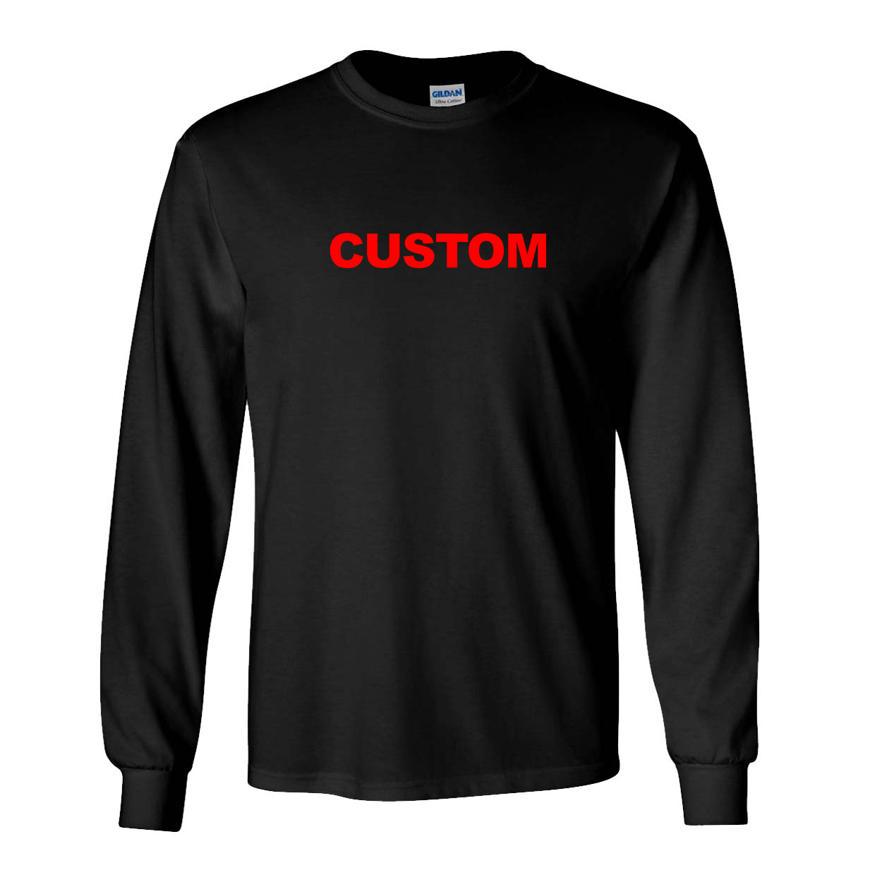 Custom Life Brand Logo Classic Long Sleeve T-Shirt Black (Red Logo)