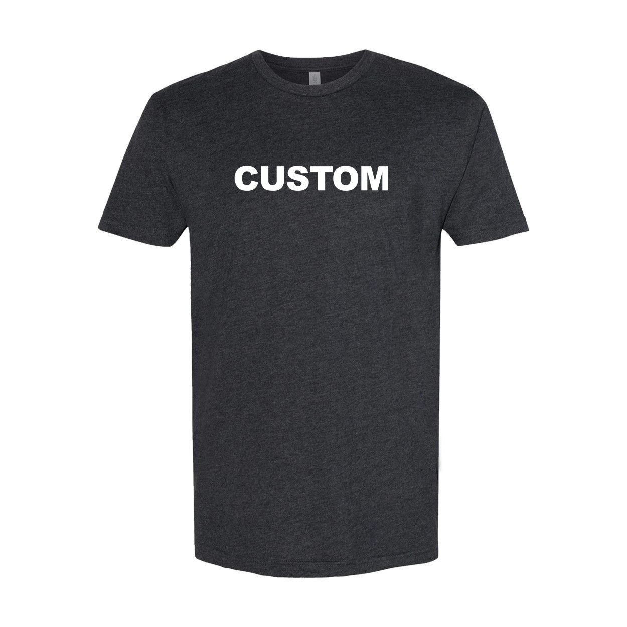 Custom Life Brand Logo Classic Sueded Classic T-Shirt Heather Charcoal (White Logo)