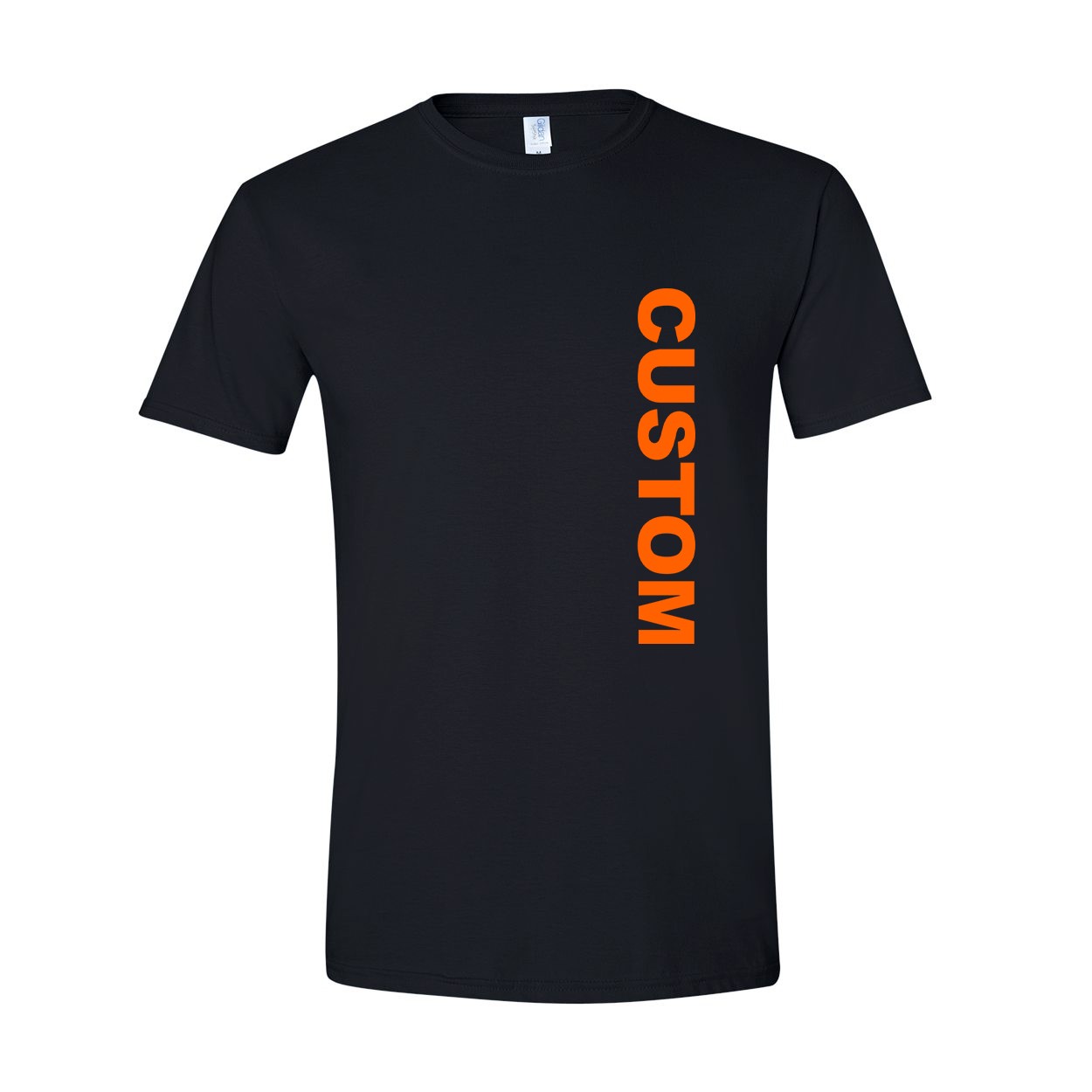 Custom Life Brand Logo Classic Vertical T-Shirt Black (Orange Logo)