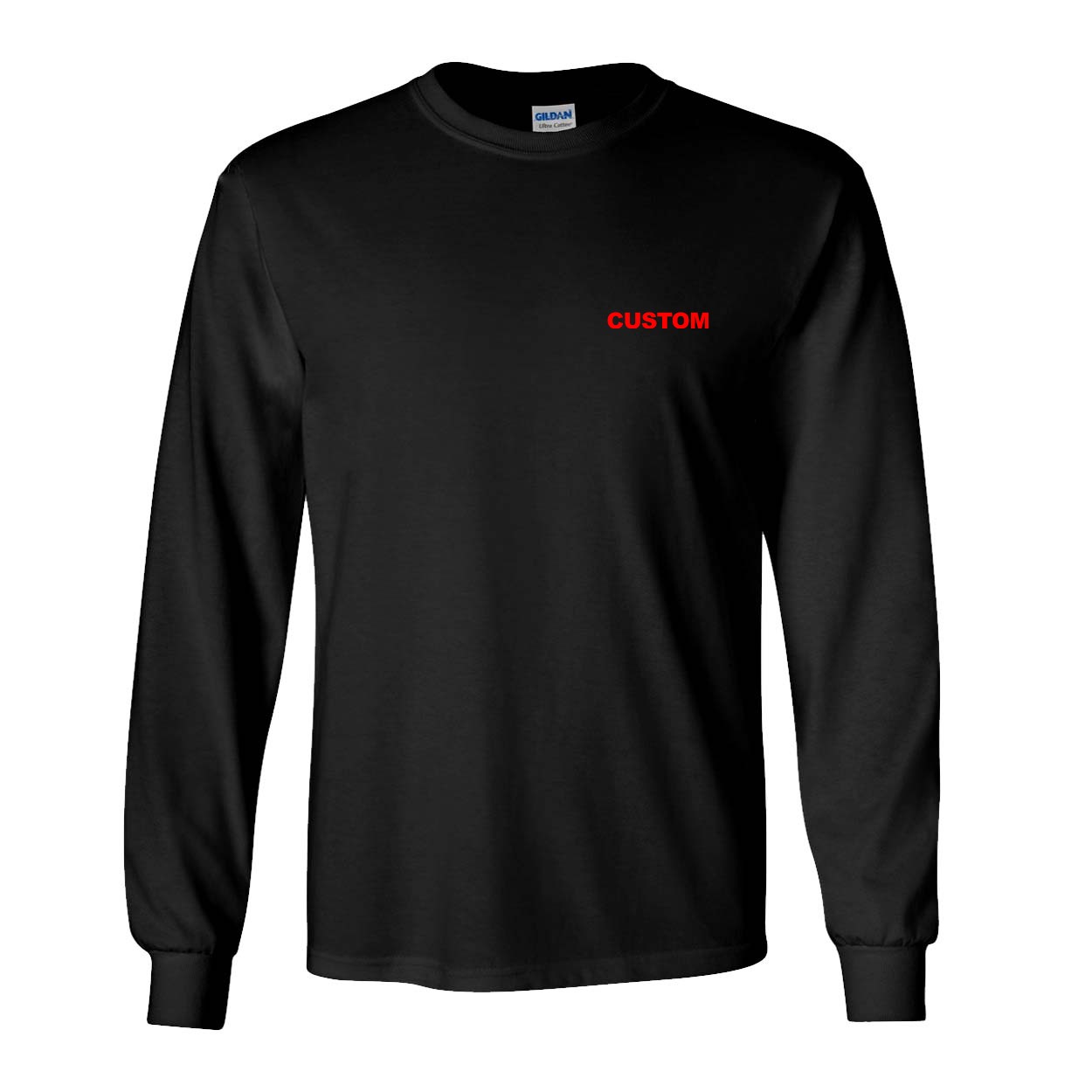 Custom Life Brand Logo Night Out Long Sleeve T-Shirt Black (Red Logo)