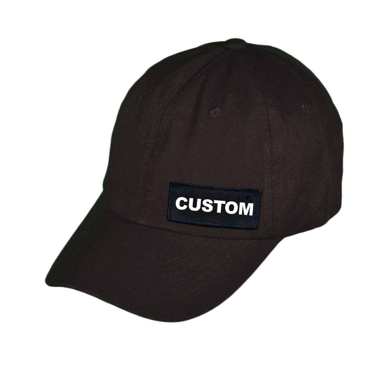 Custom Life Brand Logo Night Out Woven Patch Unstructured Dad Hat Black (White Logo)