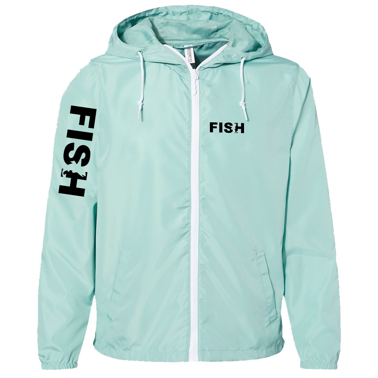 Fish Catch Logo Classic Lightweight Windbreaker Aqua (Black Logo)