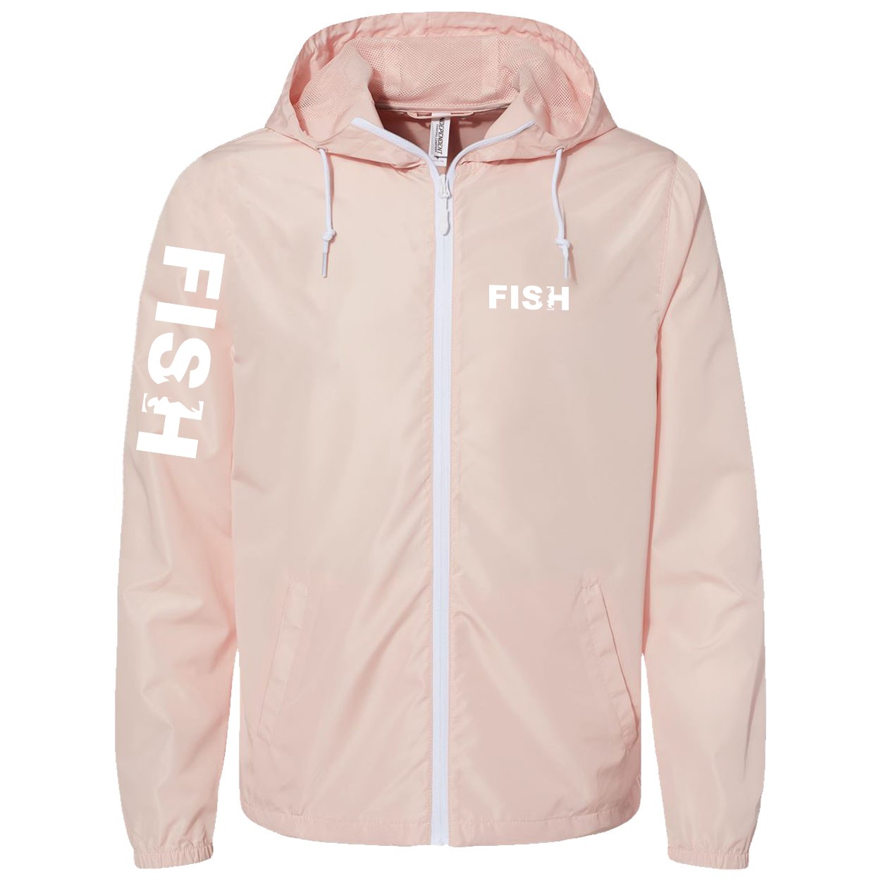 Fish Catch Logo Classic Lightweight Windbreaker Pink (White Logo)