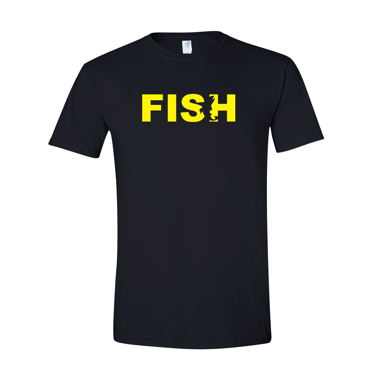 Fish Catch Logo Classic T-Shirt Black (Yellow Logo)