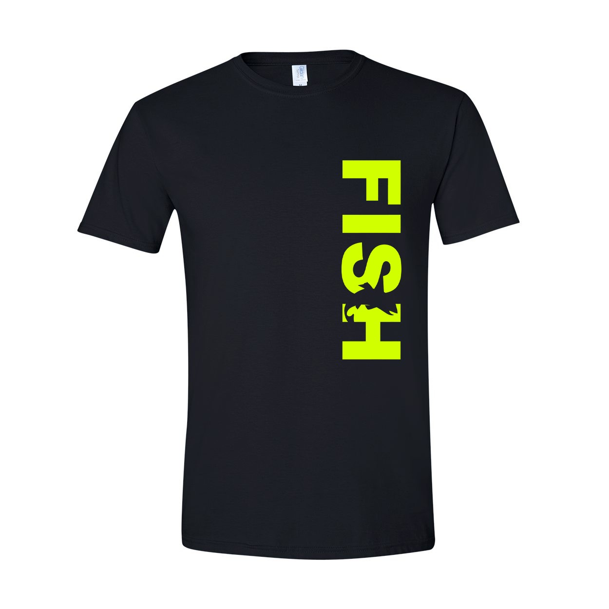 Fish Catch Logo Classic Vertical T-Shirt Black (Hi-Vis Logo)