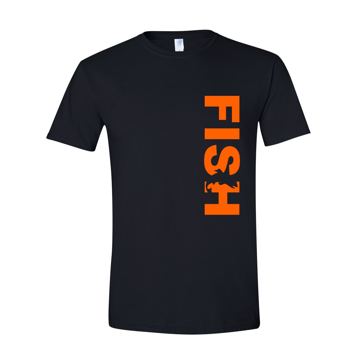 Fish Catch Logo Classic Vertical T-Shirt Black (Orange Logo)