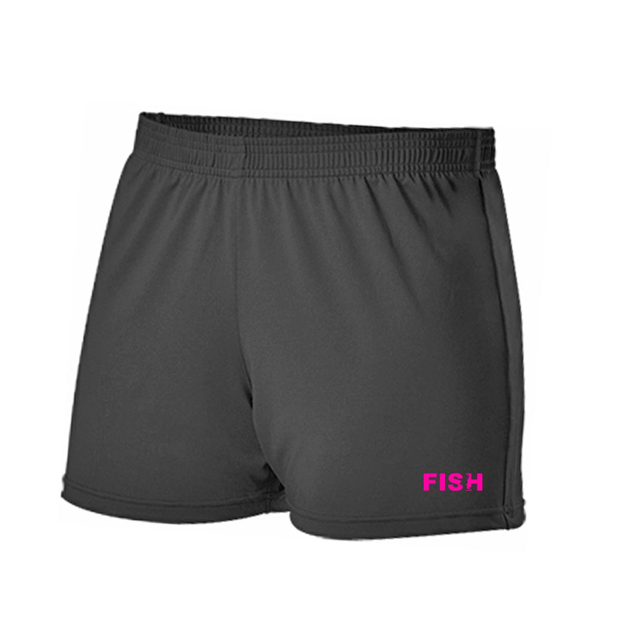 Fish Catch Logo Classic Womens Cheer Shorts Black (Pink Logo)