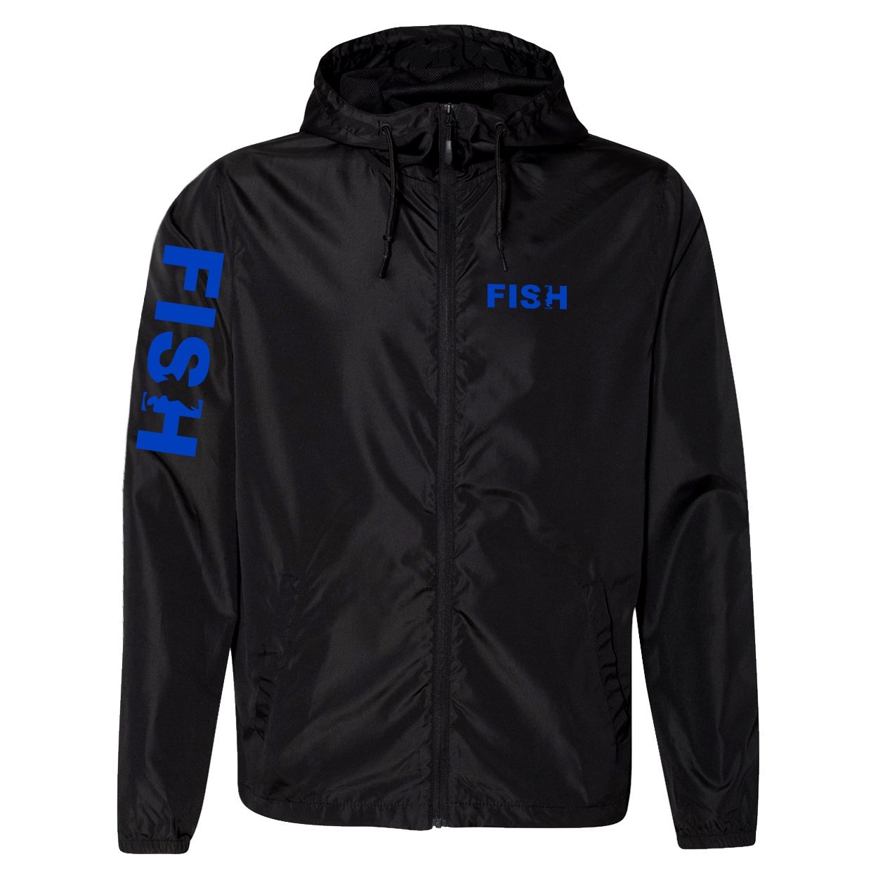 Fish Catch Logo Night Out Lightweight Windbreaker Black (Blue Logo)