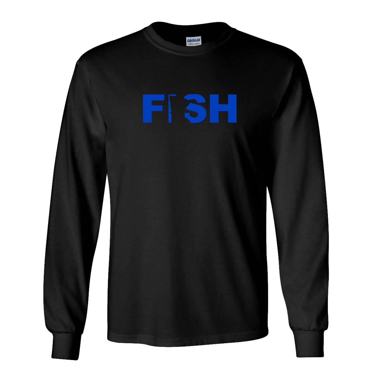 Fish Minnesota Classic Long Sleeve T-Shirt Black (Blue Logo)