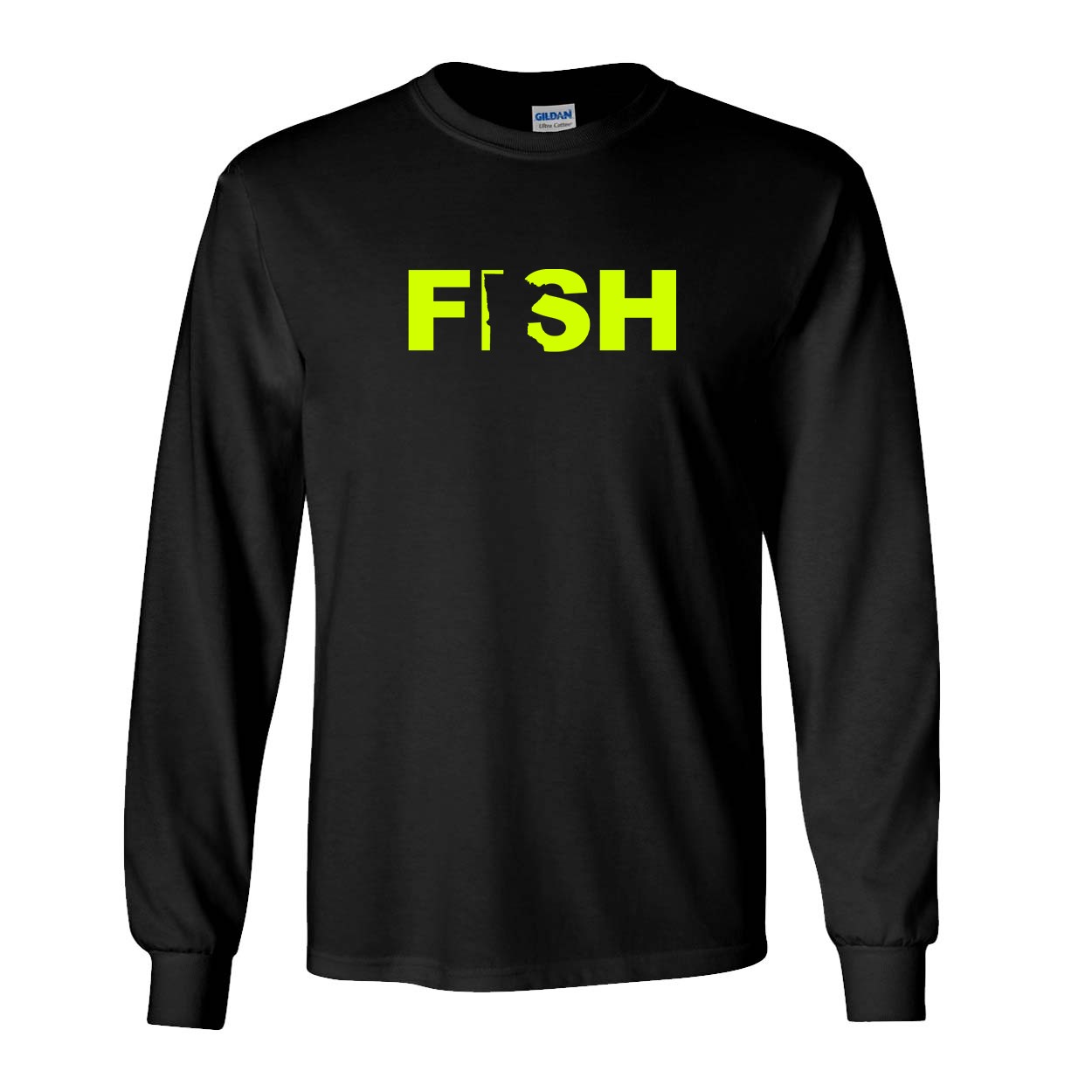 Fish Minnesota Classic Long Sleeve T-Shirt Black (Hi-Vis Logo)