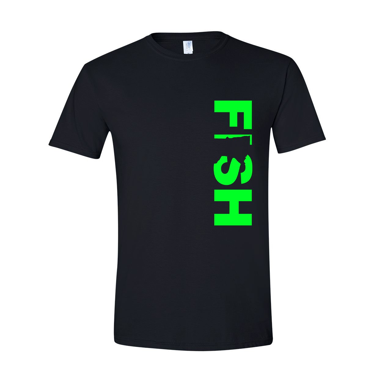 Fish Minnesota Classic Vertical T-Shirt Black (Green Logo)