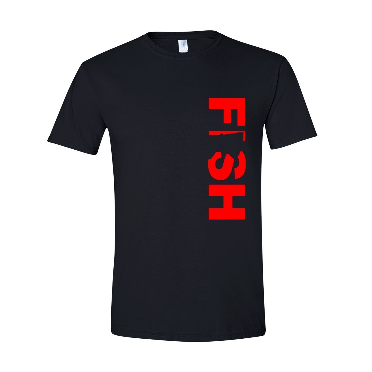 Fish Minnesota Classic Vertical T-Shirt Black (Red Logo)