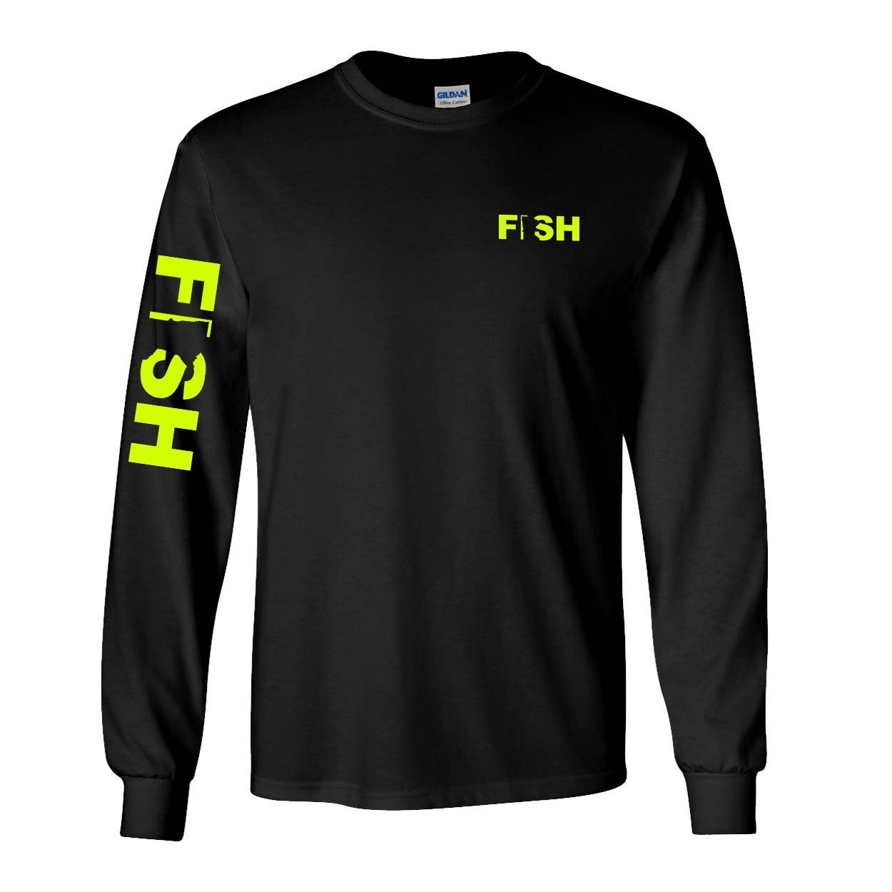 Fish Minnesota Night Out Long Sleeve T-Shirt with Arm Logo Black (Hi-Vis Logo)