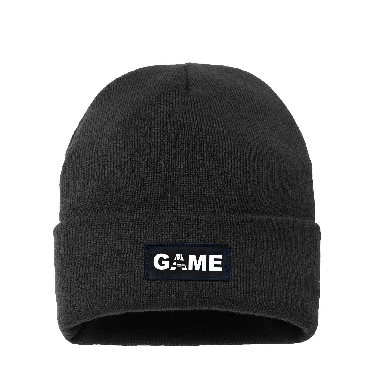 Game Controller Logo Night Out Woven Patch Night Out Sherpa Lined Cuffed Beanie Black (White Logo)