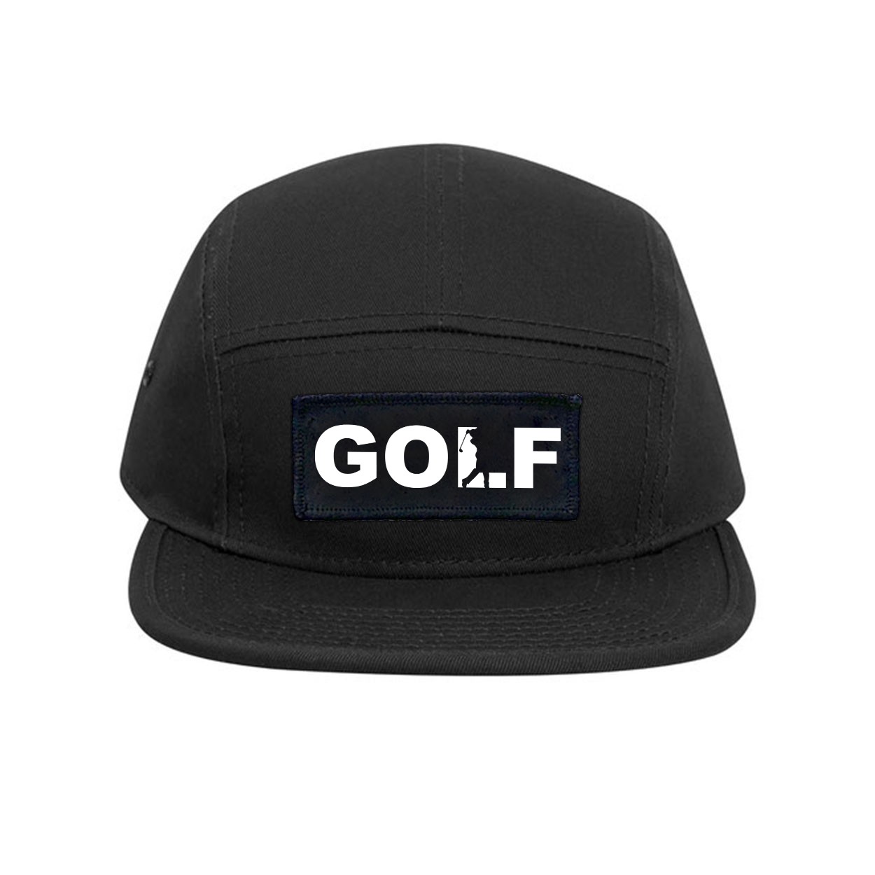 Golf Swing Logo Classic Embroidered Snapback Trucker Hat Black
