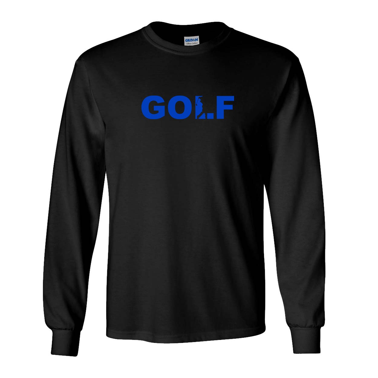 Golf Swing Logo Classic Long Sleeve T-Shirt Black (Blue Logo)