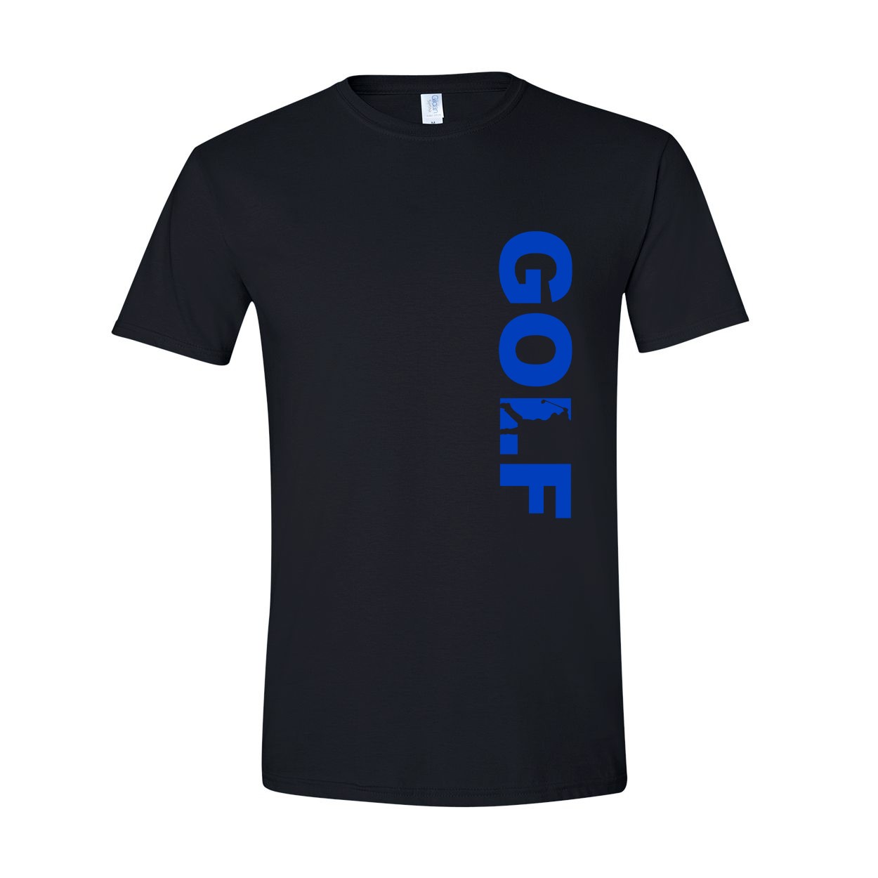 Golf Swing Logo Classic Vertical T-Shirt Black (Blue Logo)