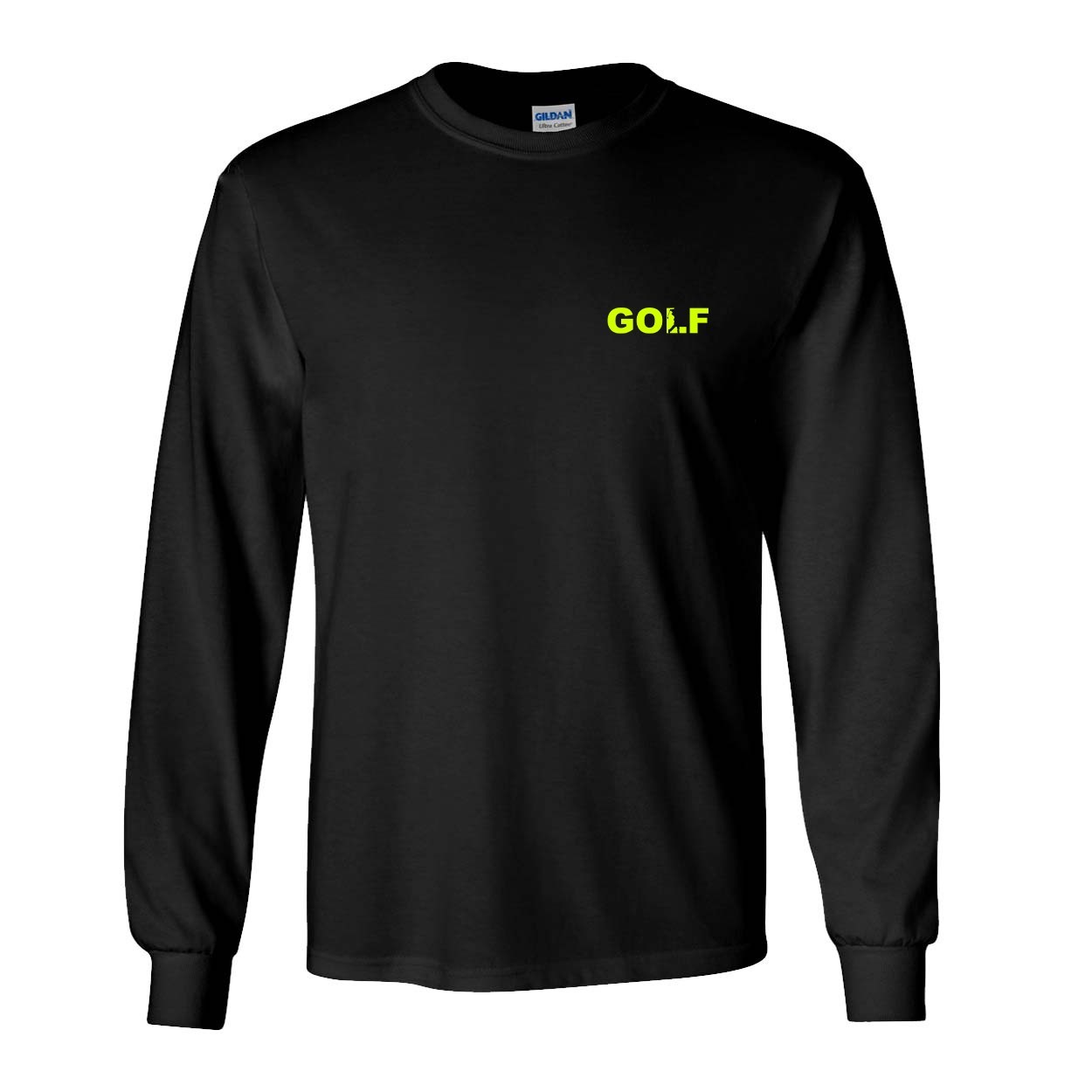 Golf Swing Logo Night Out Long Sleeve T-Shirt Black (Hi-Vis Logo)