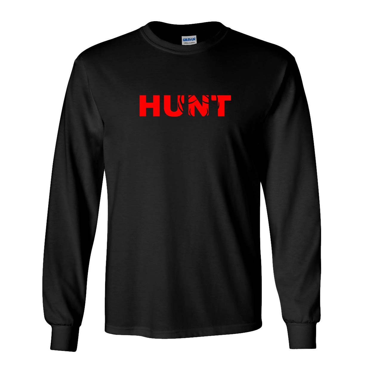 Hunt Rack Logo Classic Long Sleeve T-Shirt Black (Red Logo)