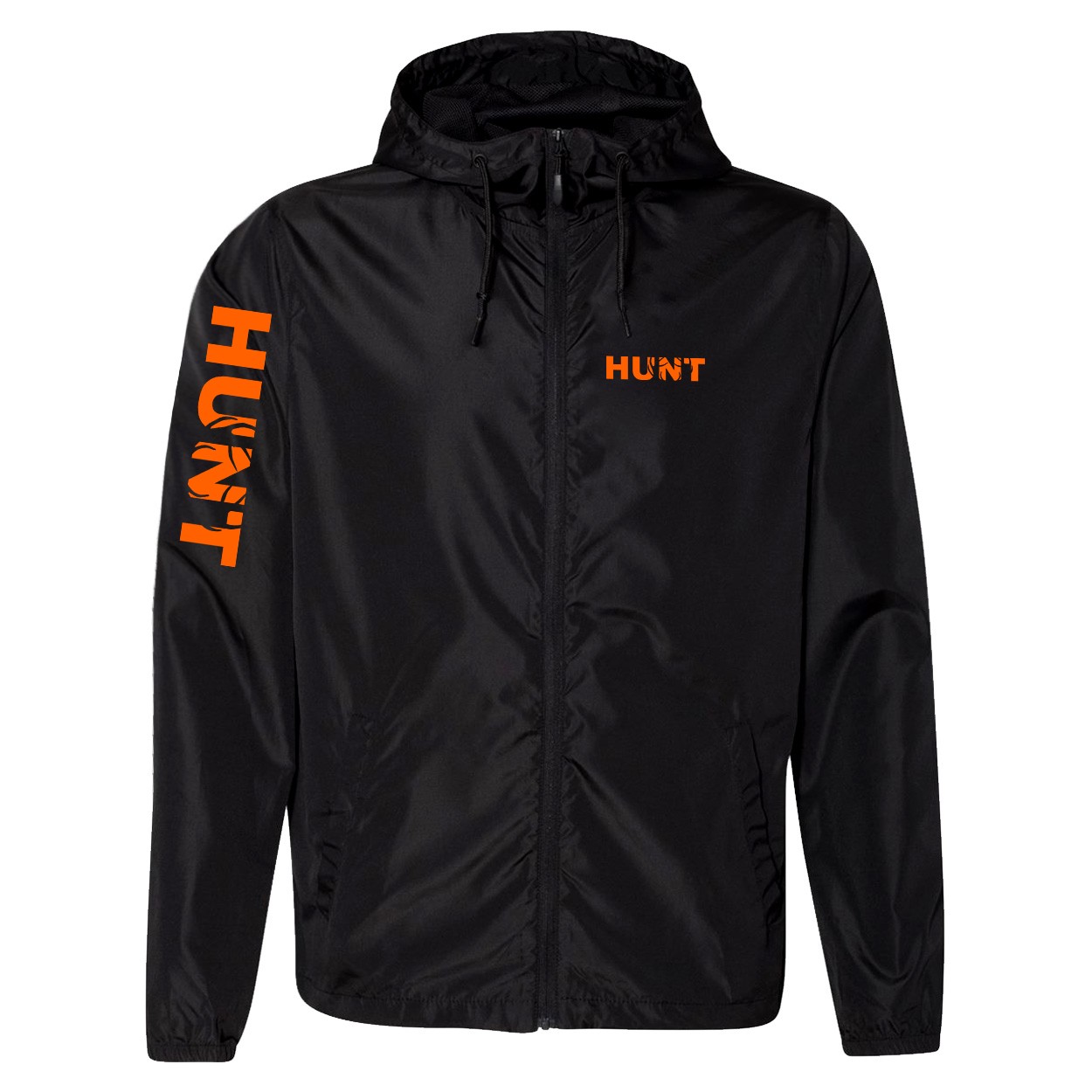 Hunt Rack Logo Night Out Lightweight Windbreaker Black (Orange Logo)