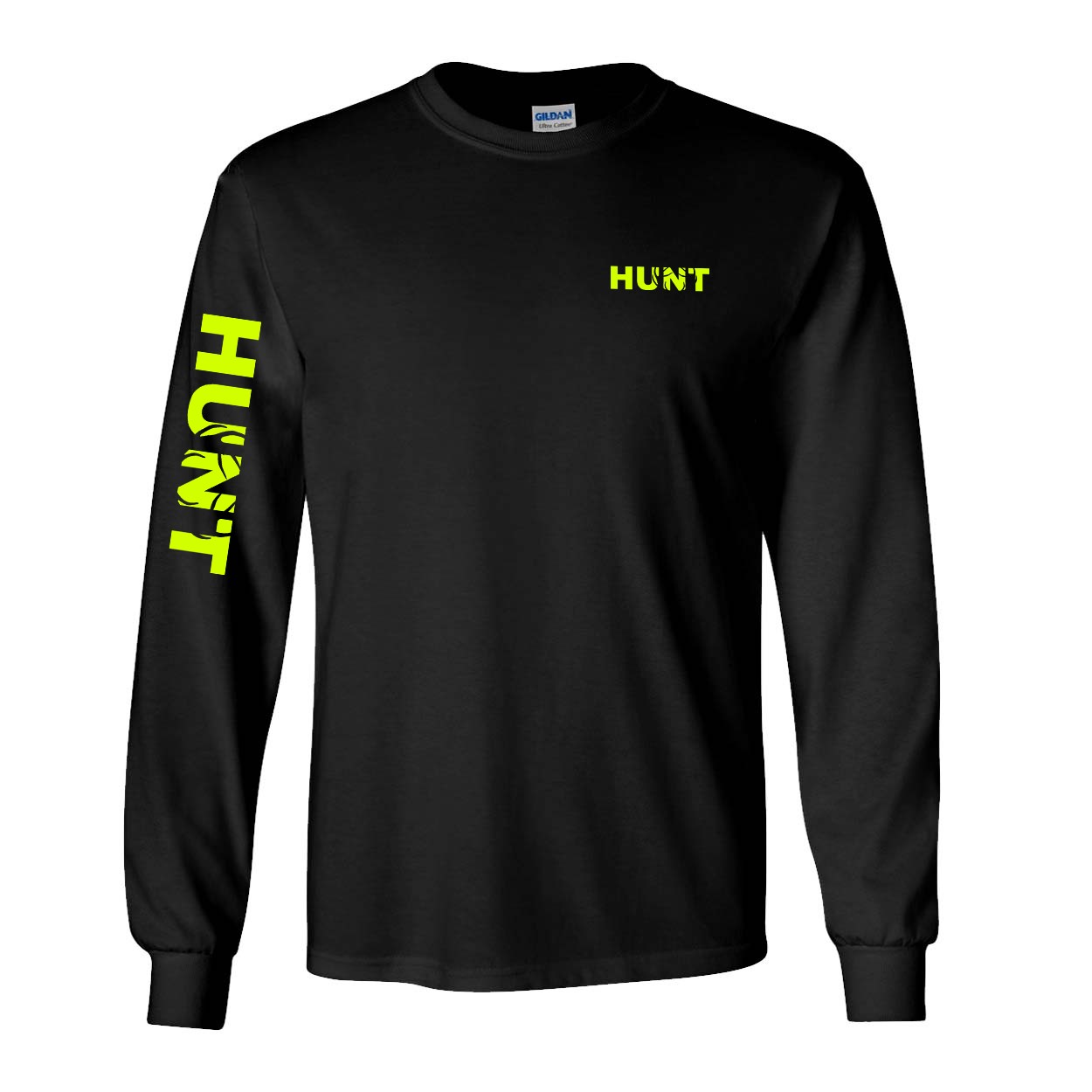 Hunt Rack Logo Night Out Long Sleeve T-Shirt with Arm Logo Black (Hi-Vis Logo)