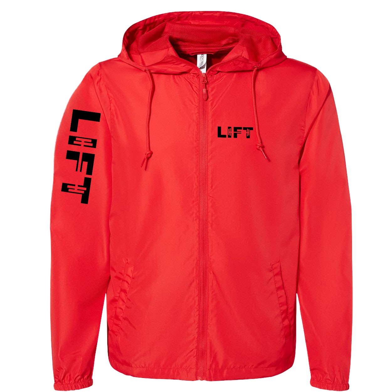 Lift Barbell Logo Classic Lightweight Windbreaker Red (Black Logo)