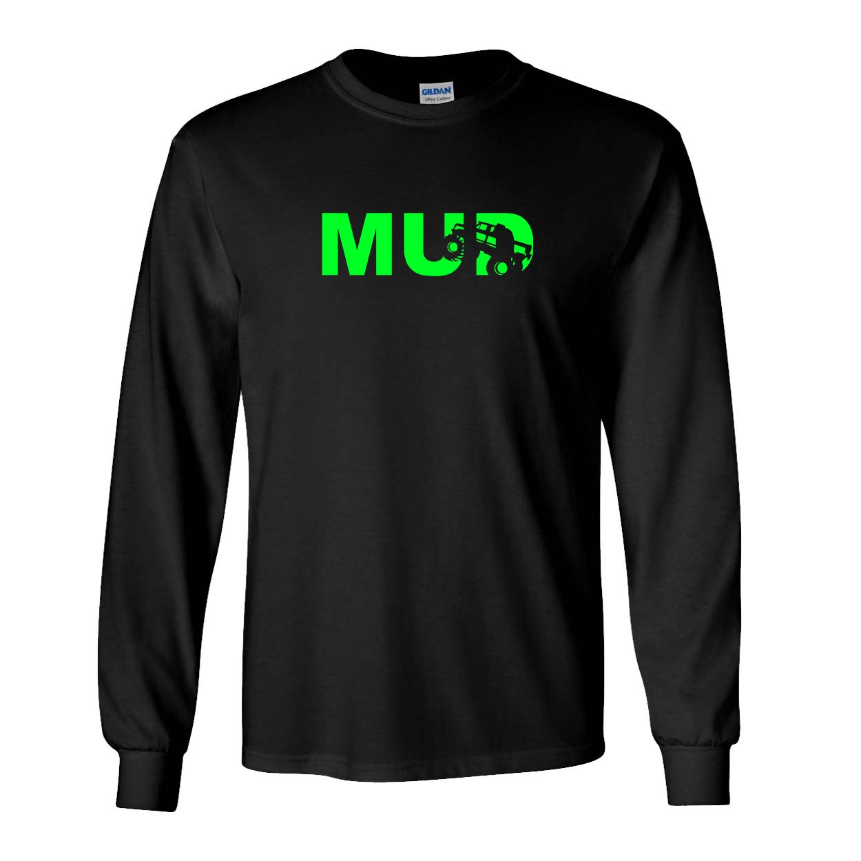 Mud Truck Logo Classic Long Sleeve T-Shirt Black (Green Logo)