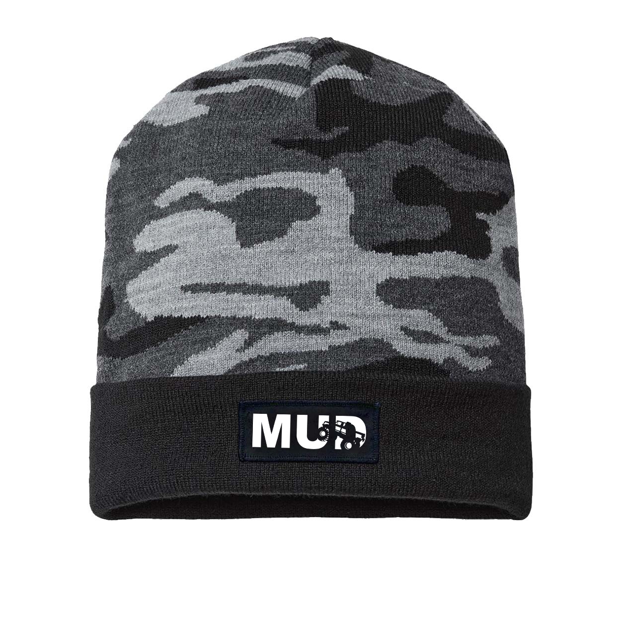 Mud Truck Logo Night Out Patch Roll Up Skully Beanie Urban Camo (White Logo)
