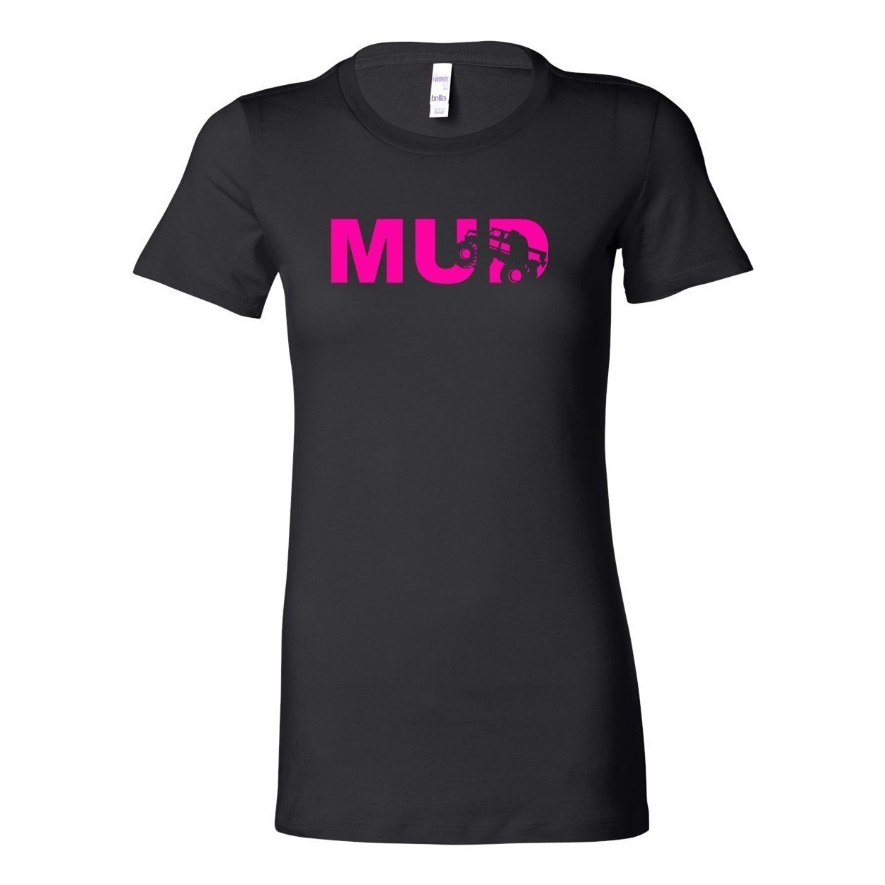 Mud Truck Logo Women's Classic Fitted Tri-Blend T-Shirt Black (Pink Logo)