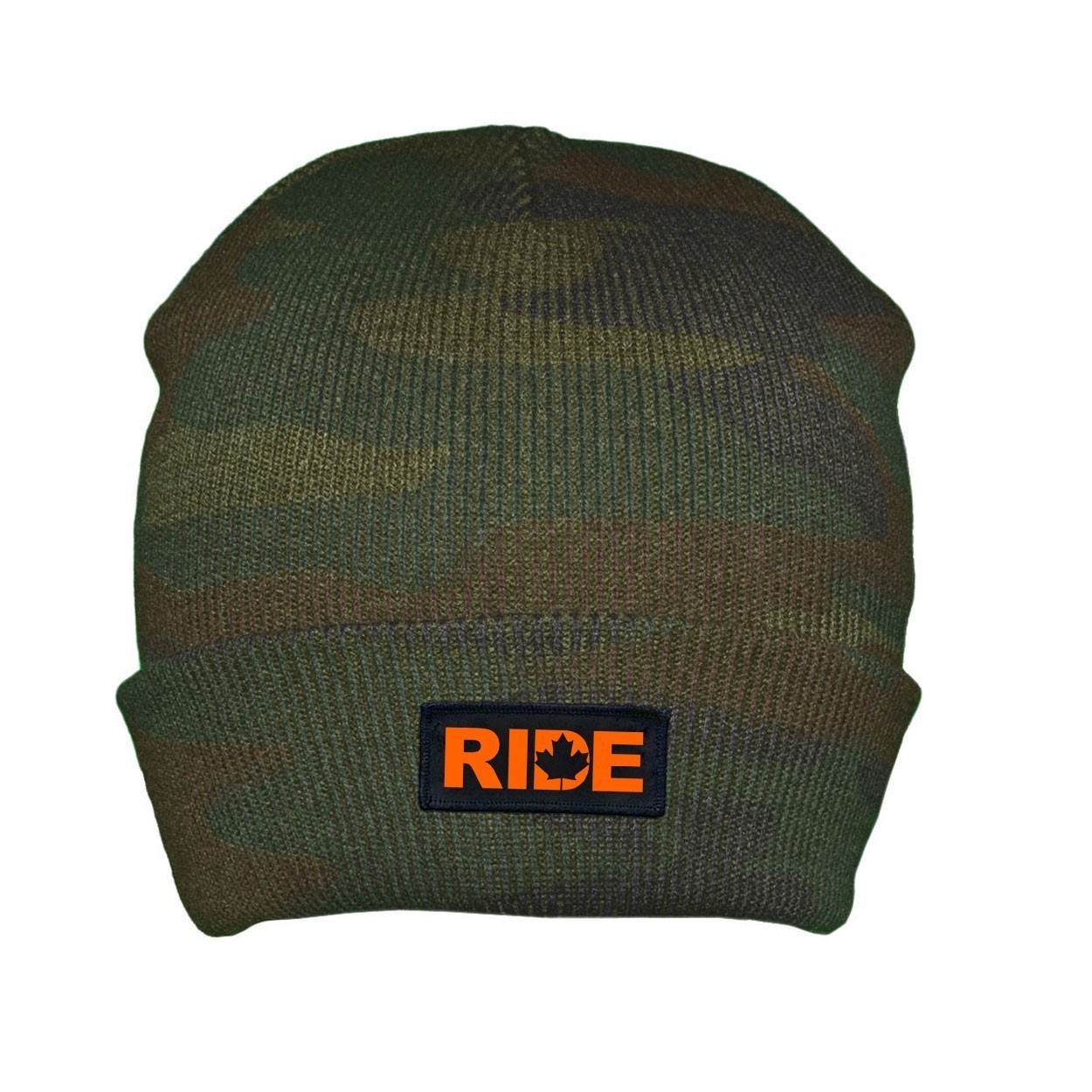 Ride Canada Night Out Woven Patch Roll Up Skully Beanie Camo (Orange Logo)