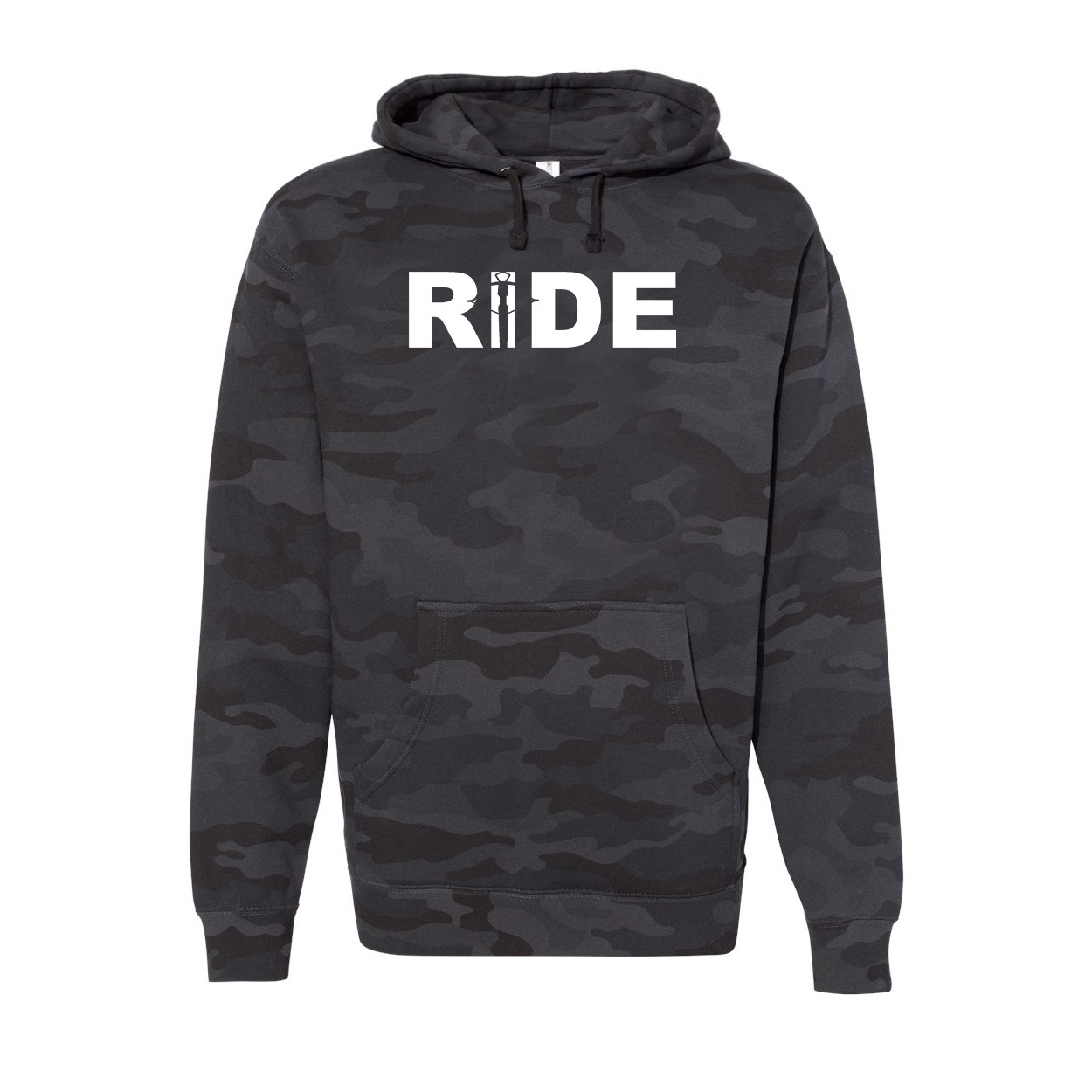 Ride Crossbow Logo Classic Unisex Hooded Sweatshirt Black Camo (White Logo)