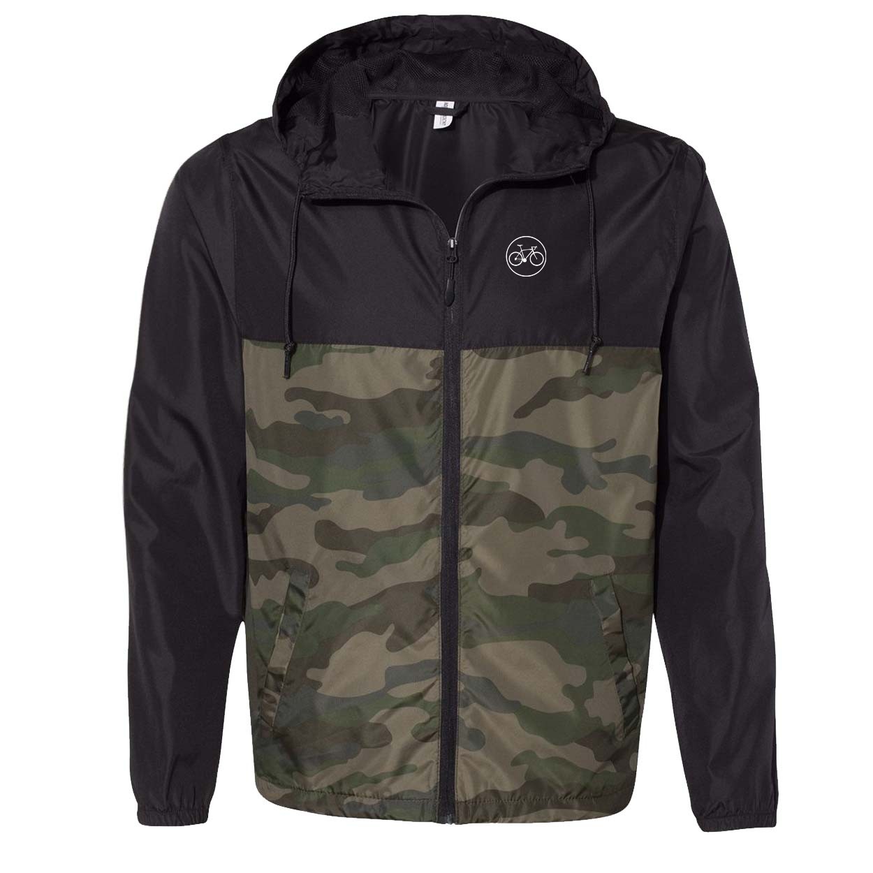 Ride Cycling Icon Logo Night Out Lightweight Windbreaker Black/Forest Camo (White Logo)