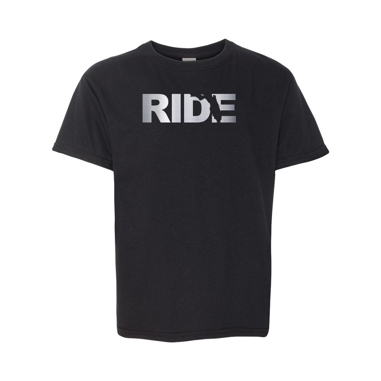 Ride Florida Classic Youth T-Shirt Black (Metallic Silver Logo)