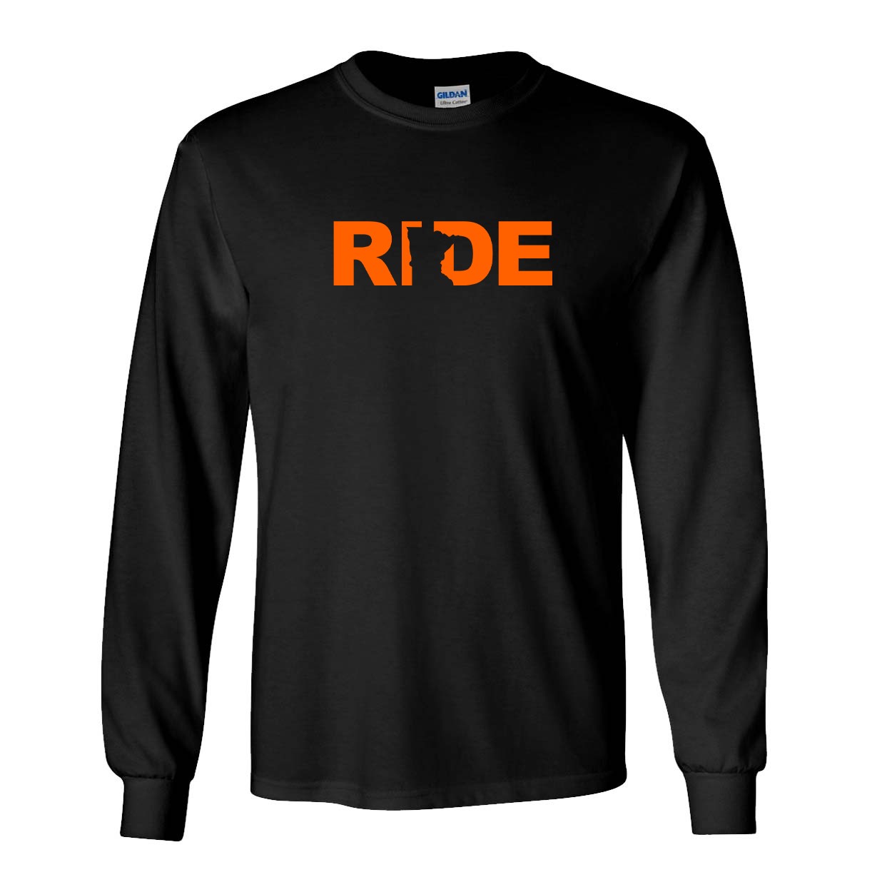 Ride Minnesota Classic Long Sleeve T-Shirt Black (Orange Logo)