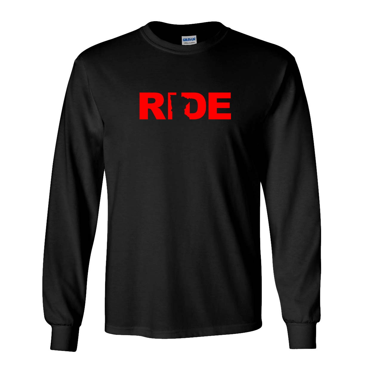 Ride Minnesota Classic Long Sleeve T-Shirt Black (Red Logo)