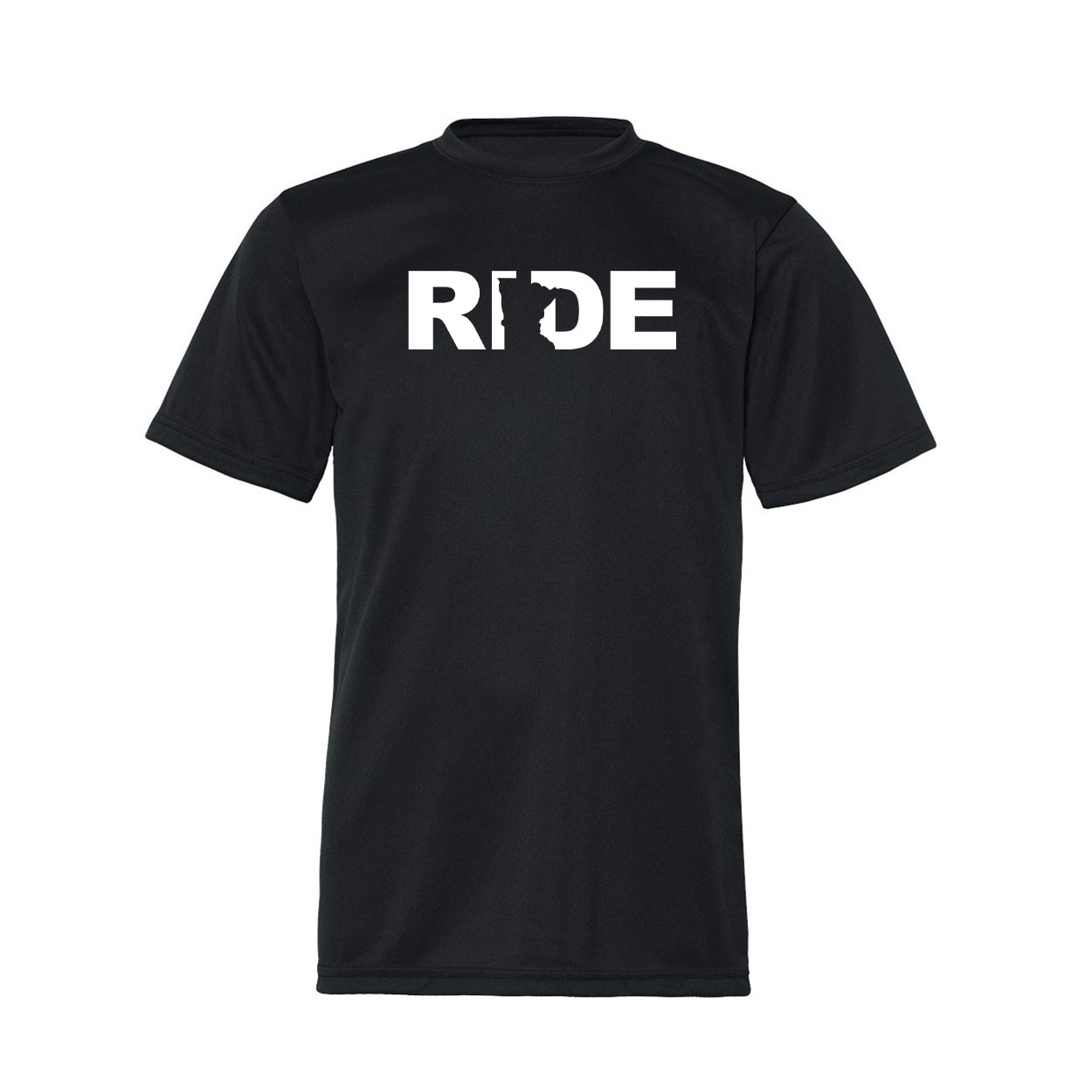 Ride Minnesota Classic Youth Unisex Performance T-Shirt Black (White Logo)