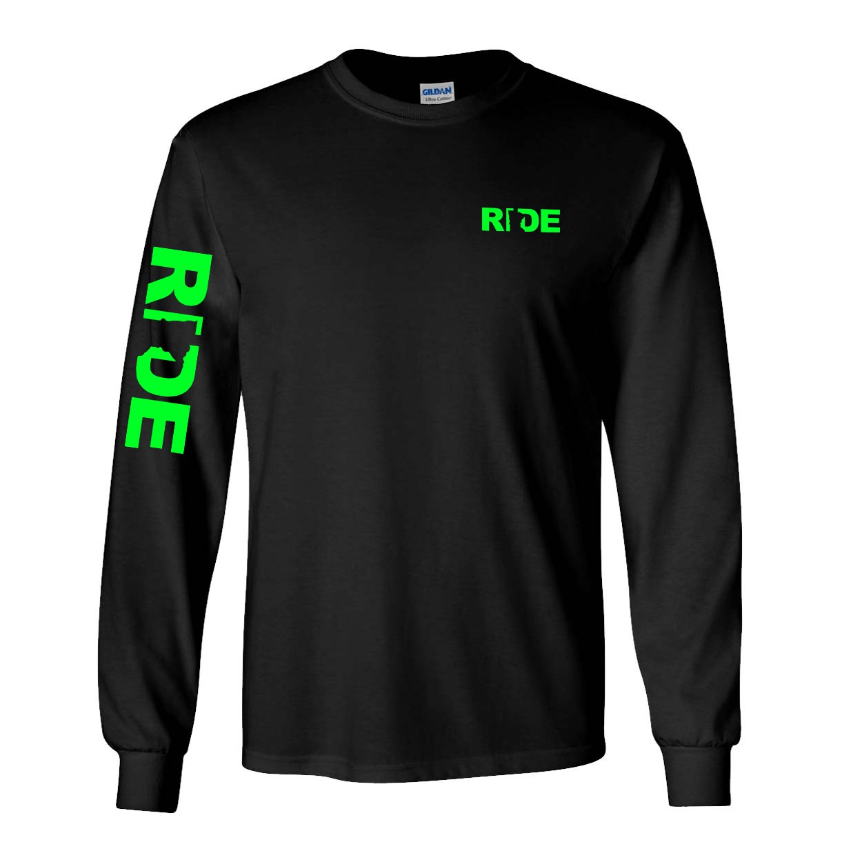 Ride Minnesota Night Out Long Sleeve T-Shirt with Arm Logo Black (Green Logo)