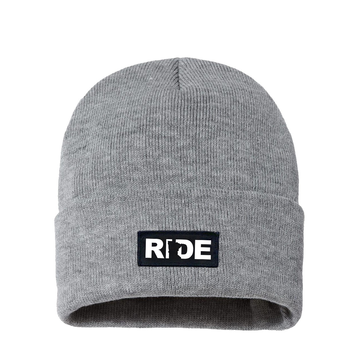Ride Minnesota Night Out Woven Patch Night Out Sherpa Lined Cuffed Beanie Heather Gray (White Logo)