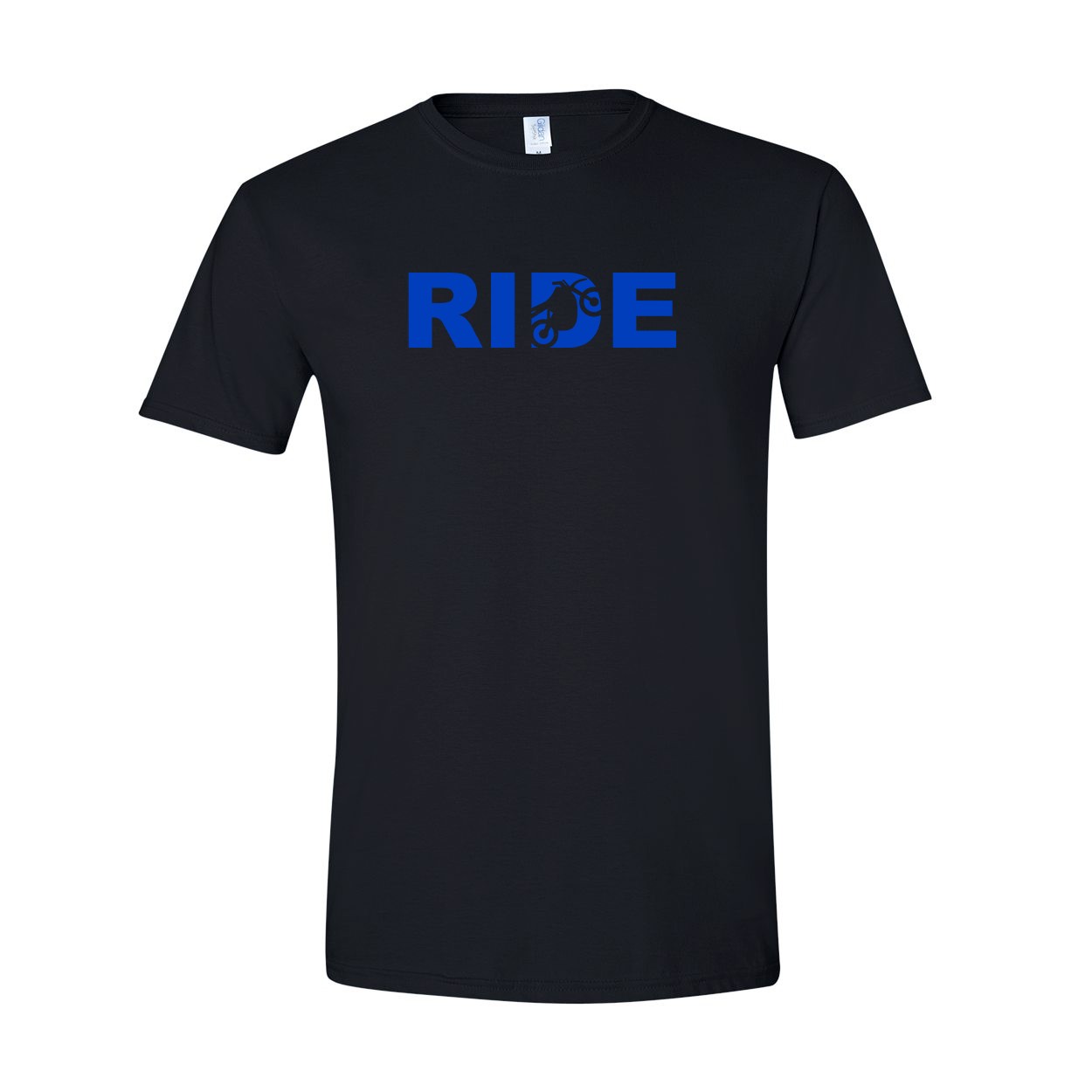 Ride Moto Logo Classic T-Shirt Black (Blue Logo)