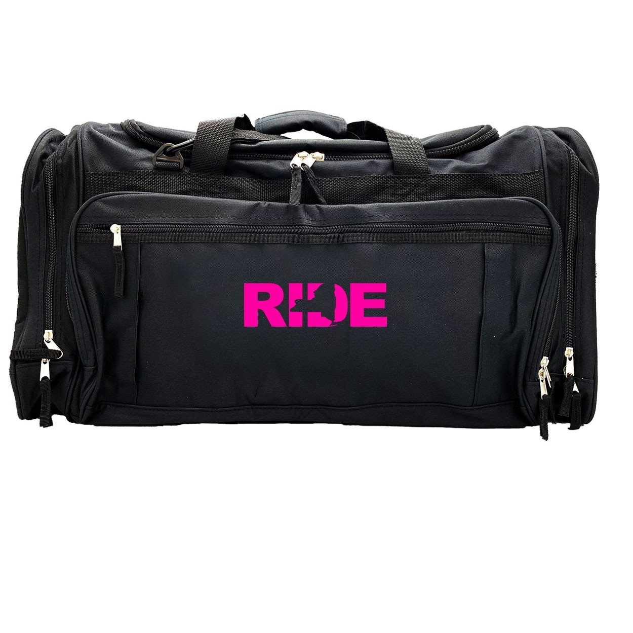 Ride New York Classic Explorer Large Duffel Bag Black (Pink Logo)