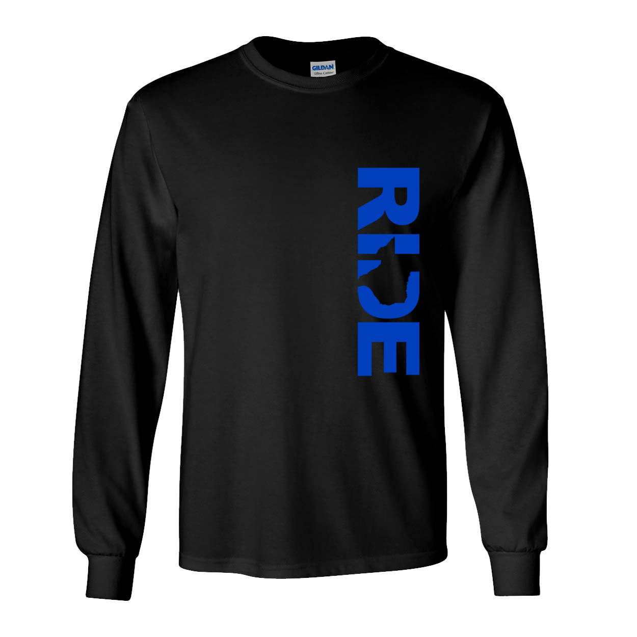 Ride Texas Classic Vertical Long Sleeve T-Shirt Black (Blue Logo)
