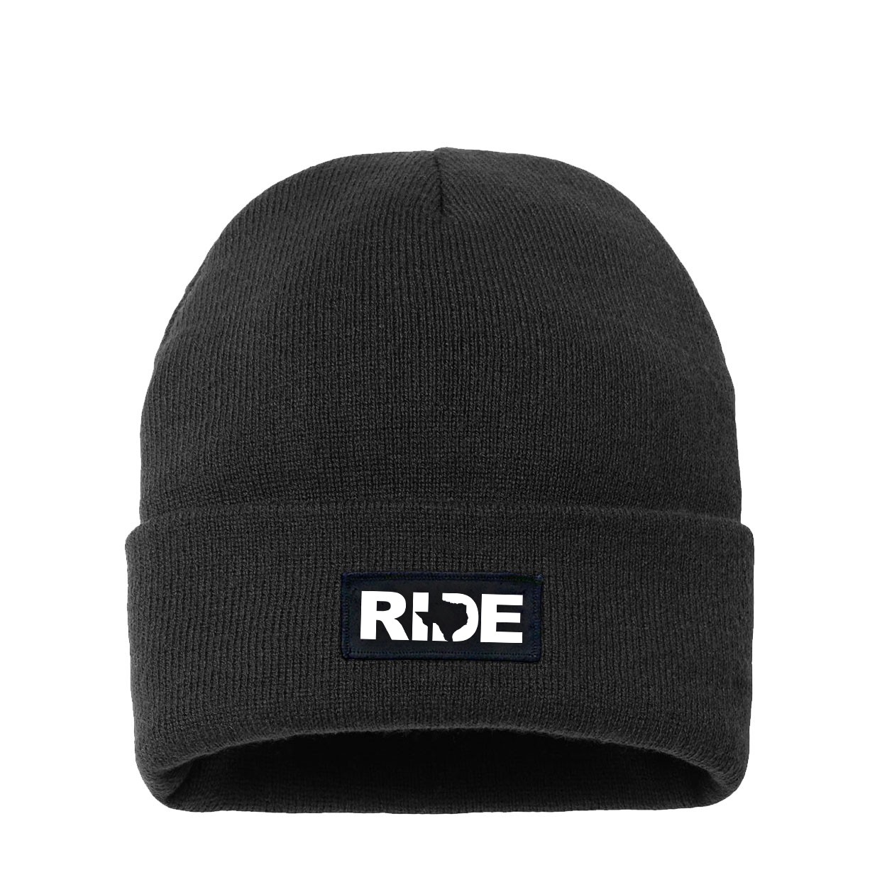 Ride Texas Night Out Woven Patch Night Out Sherpa Lined Cuffed Beanie Black (White Logo)