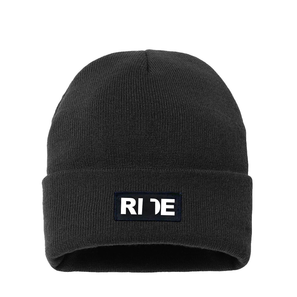 Ride Utah Night Out Woven Patch Night Out Sherpa Lined Cuffed Beanie Black (White Logo)