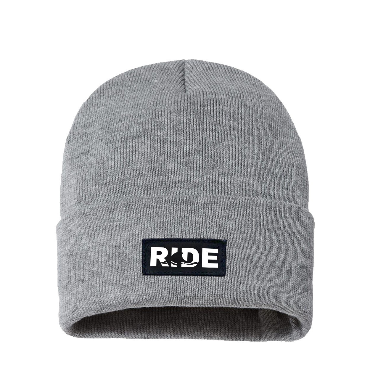 Ride Wave Logo Night Out Woven Patch Night Out Sherpa Lined Cuffed Beanie Heather Gray (White Logo)