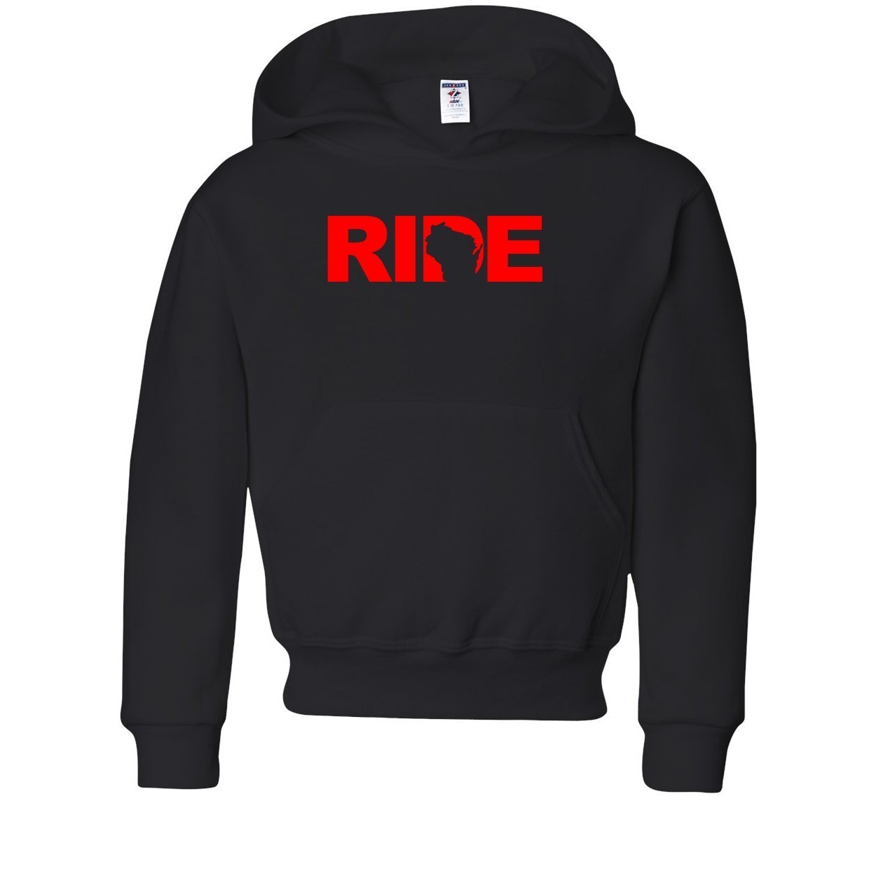 Ride Wisconsin Classic Youth Sweatshirt Black (Red Logo)