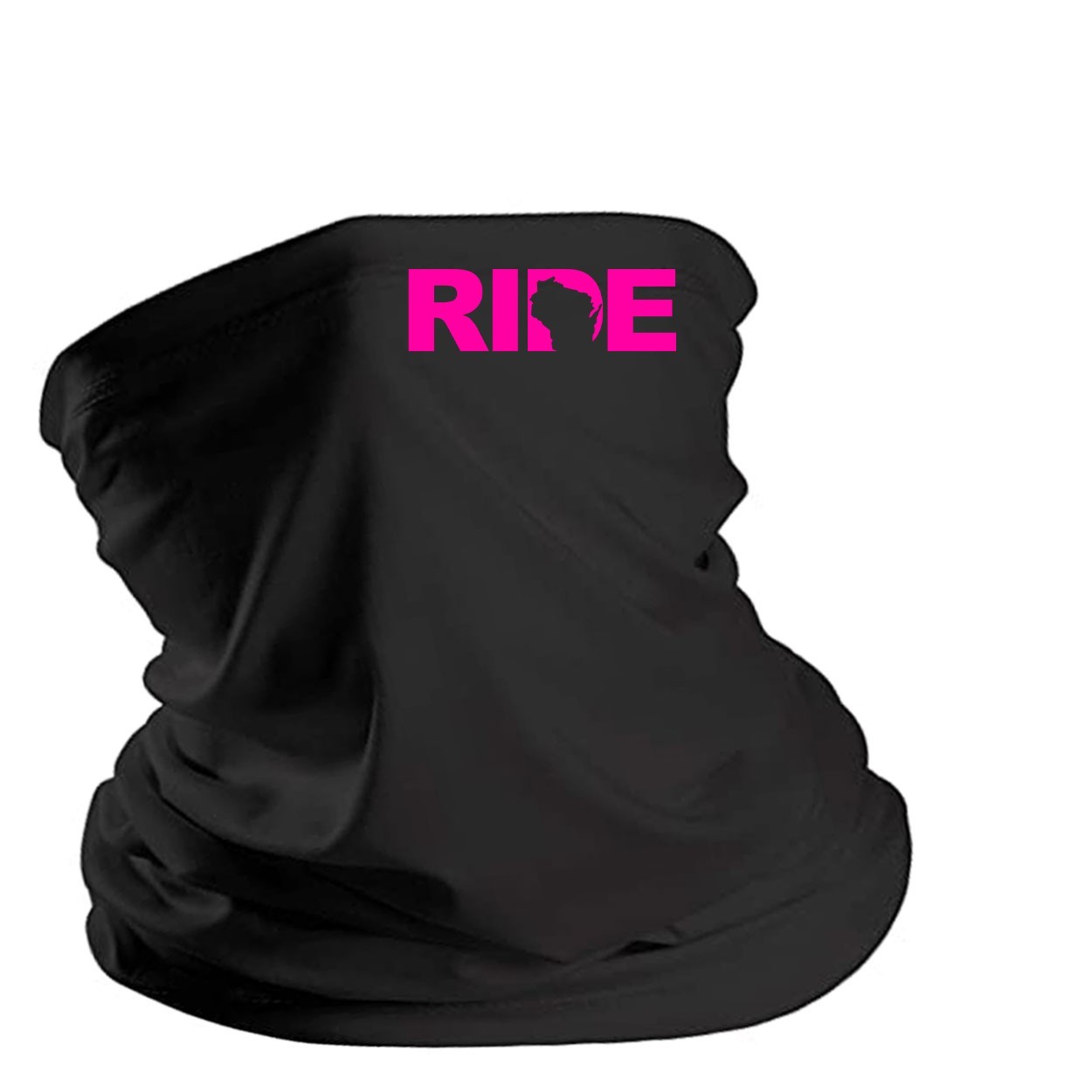 Ride Wisconsin Night Out Lightweight Neck Gaiter Face Mask Black (Pink Logo)