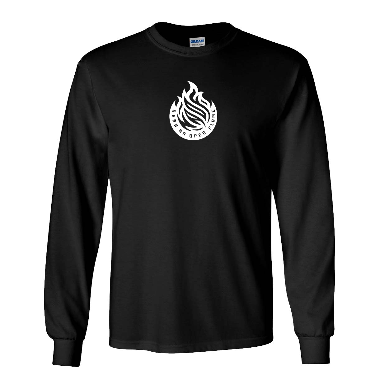 Near An Open Flame Classic Long Sleeve T-Shirt Black (White Logo)