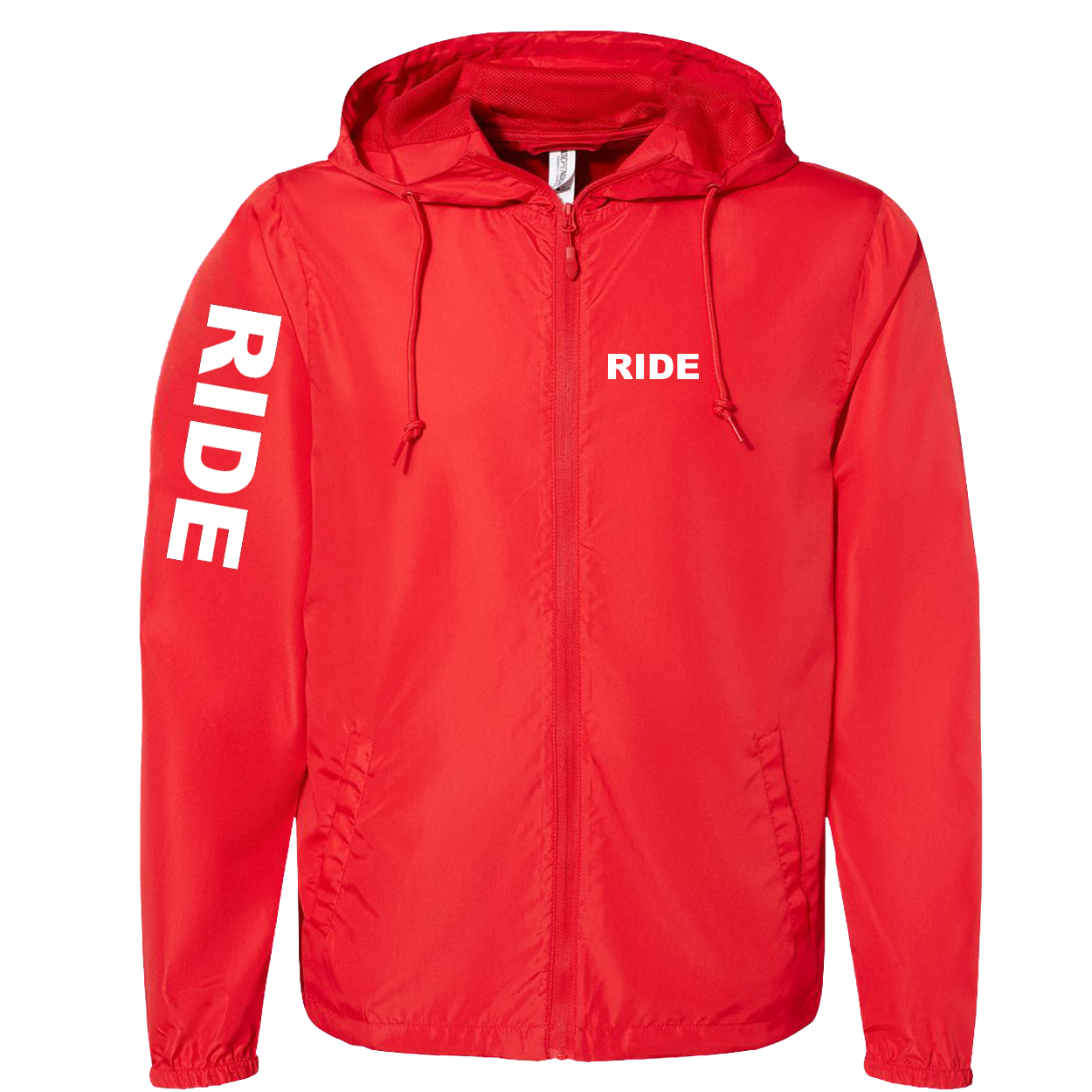 Ride Brand Logo Classic Lightweight Windbreaker Red (White Logo)