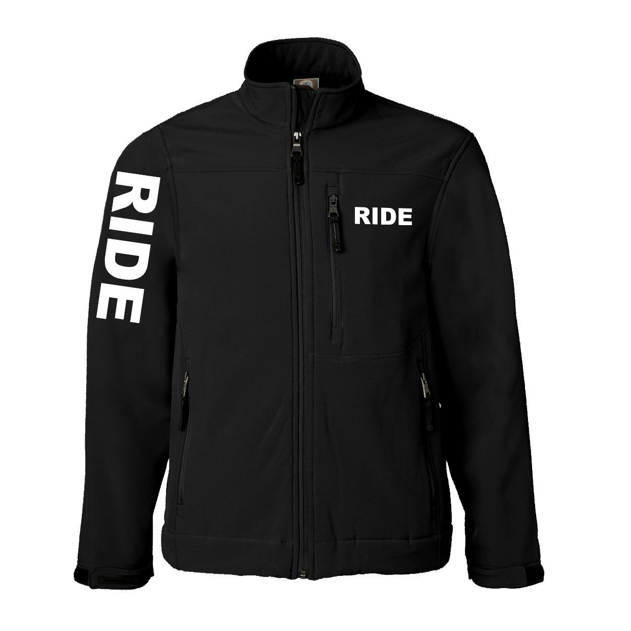 Ride Brand Logo Classic Soft Shell Weatherproof Jacket (White Logo)
