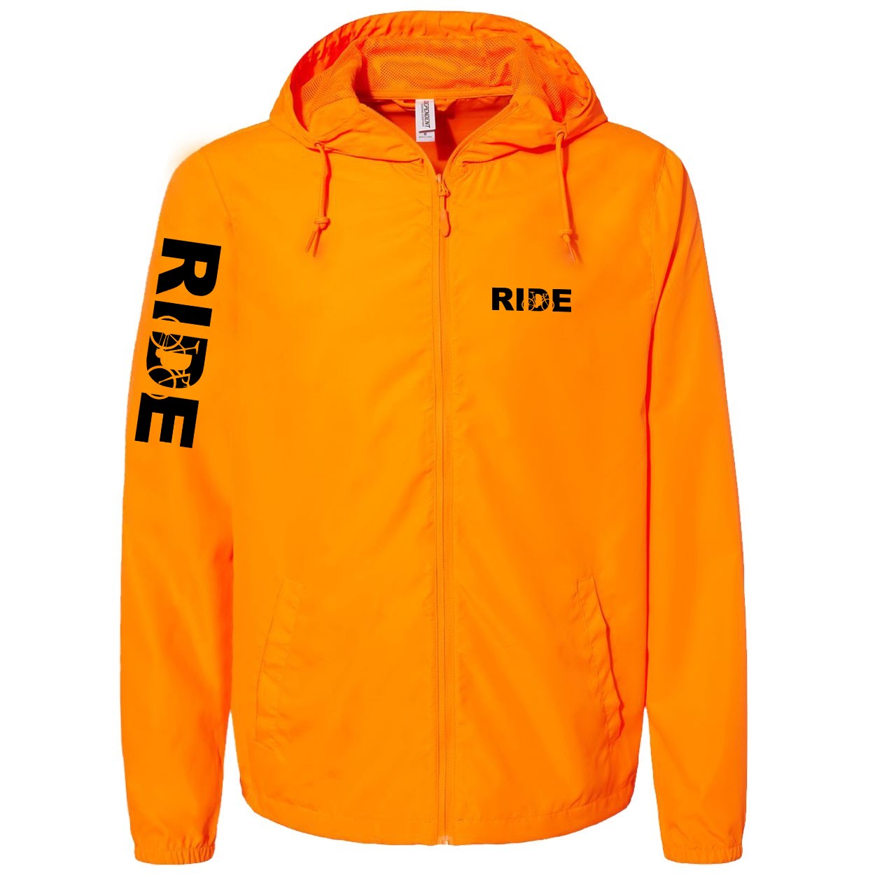 Ride Cycle Logo Classic Lightweight Windbreaker Safety Orange (Black Logo)